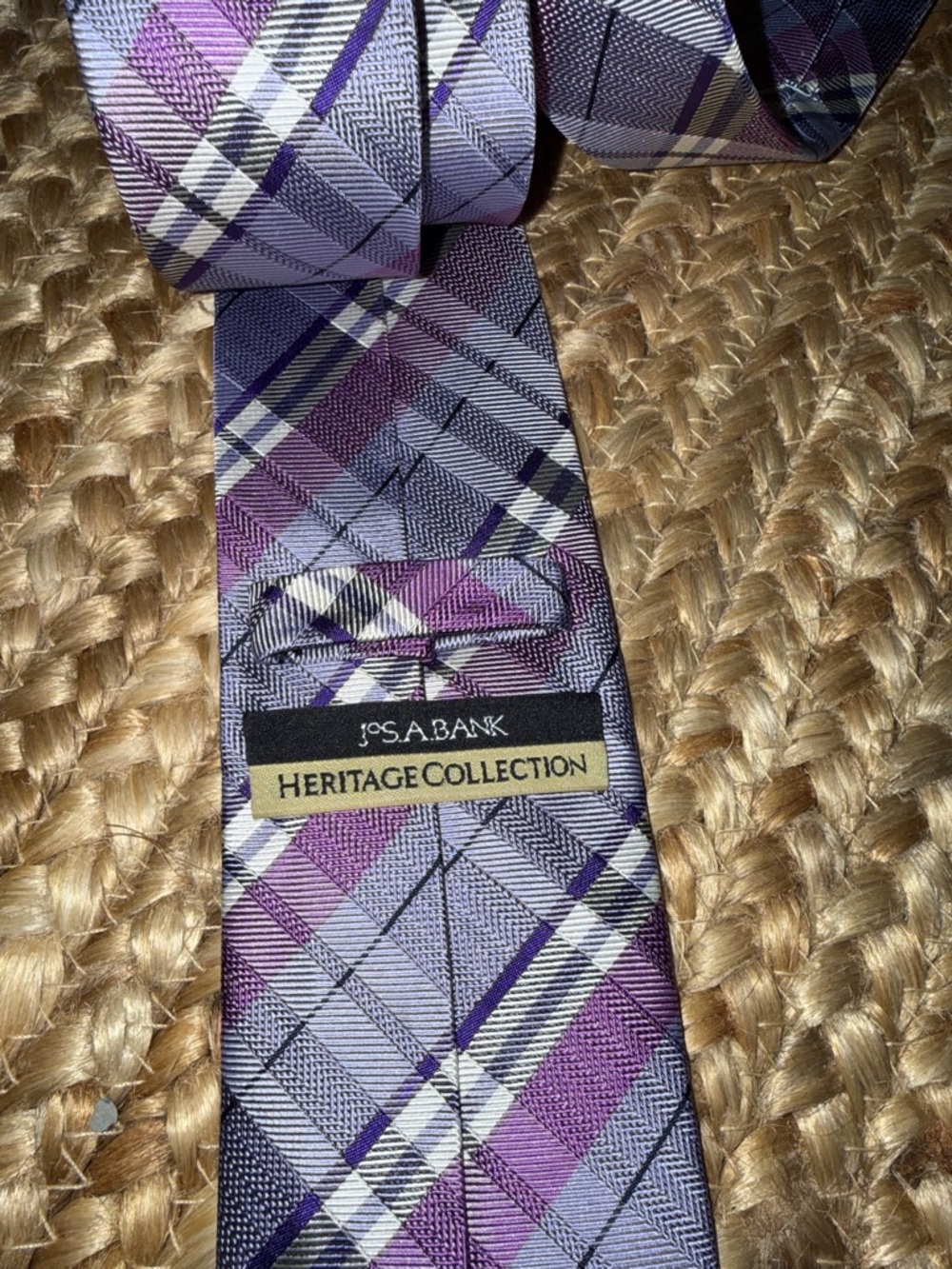 Jos. A. Bank Purple Plaid silk tie - Picture 5 of 6